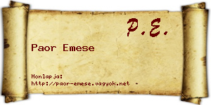 Paor Emese névjegykártya